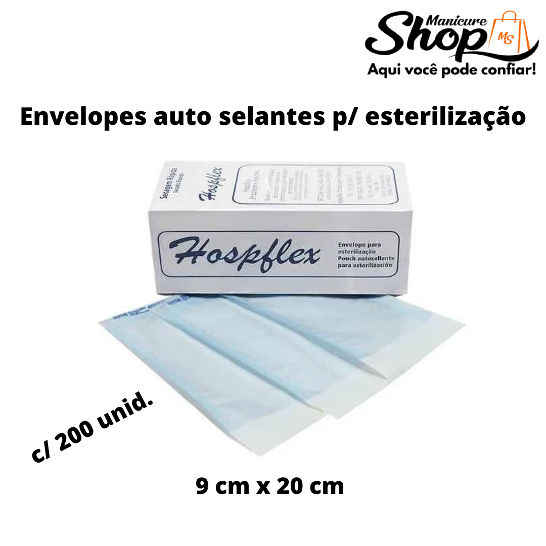 Cx 200 Envelopes Auto Selantes Para Esterilização – 9x20cm – Hospflex