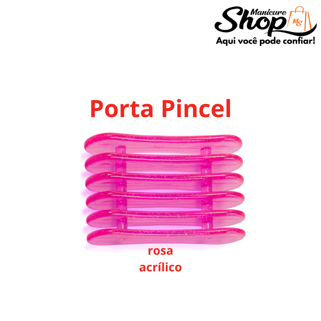 Porta (Grade-Suporte) – Para 5 Pincéis – Rosa Acrílico
