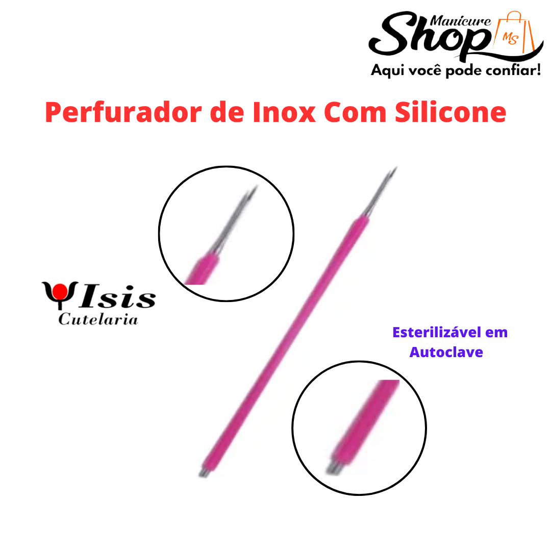 Perfurador Inox Com Silicone – Pink – Isis Cutelaria