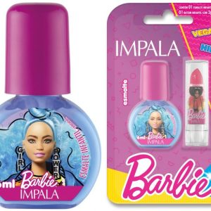 Esmalte Cremoso – Girl Power 6 Ml + Batom Rosa Cereja 1 G – Impala / Barbie