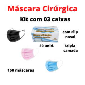 Kit Com 03 Caixas – Máscaras Descartáveis ALPHMED – 150 Unid.