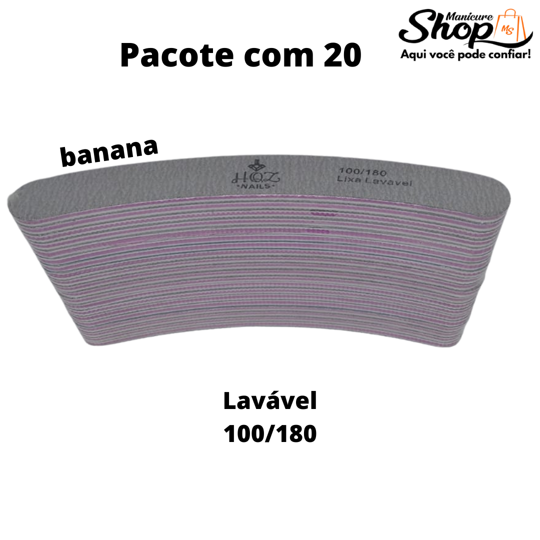 Pacote- 20 Lixas (Lavável) 100/180 – Banana – HQZ
