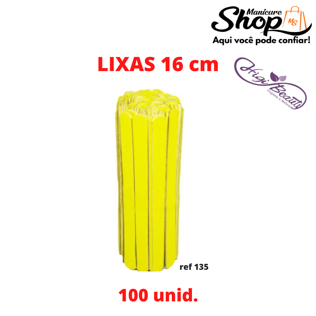 Lixas Para Unhas Descartáveis Especial – Amarela 16cm – 100 Unid. – Ref. 135 – HIGIBEAUTY / HIGIBRAS