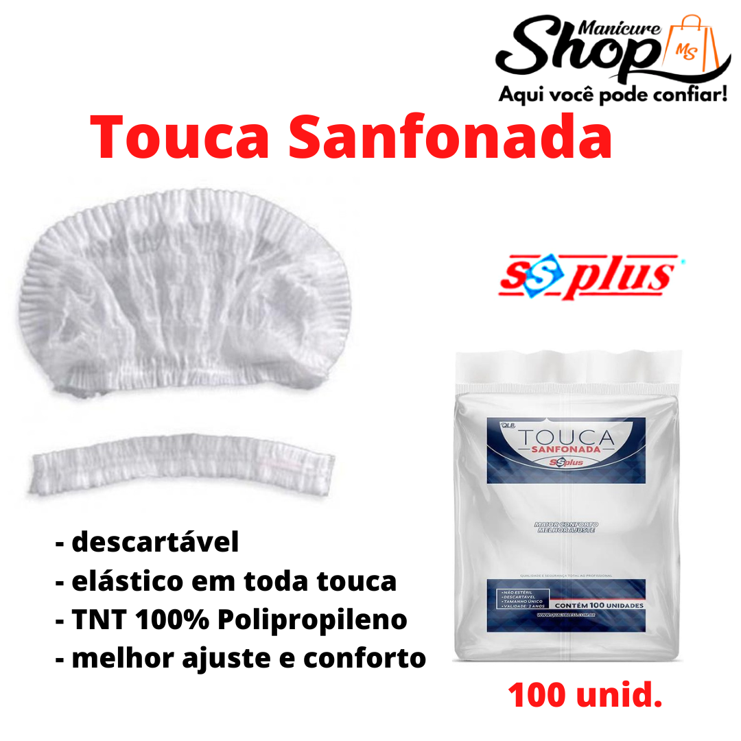 Touca Sanfonada Descartável SSPLUS – 100 Unid.