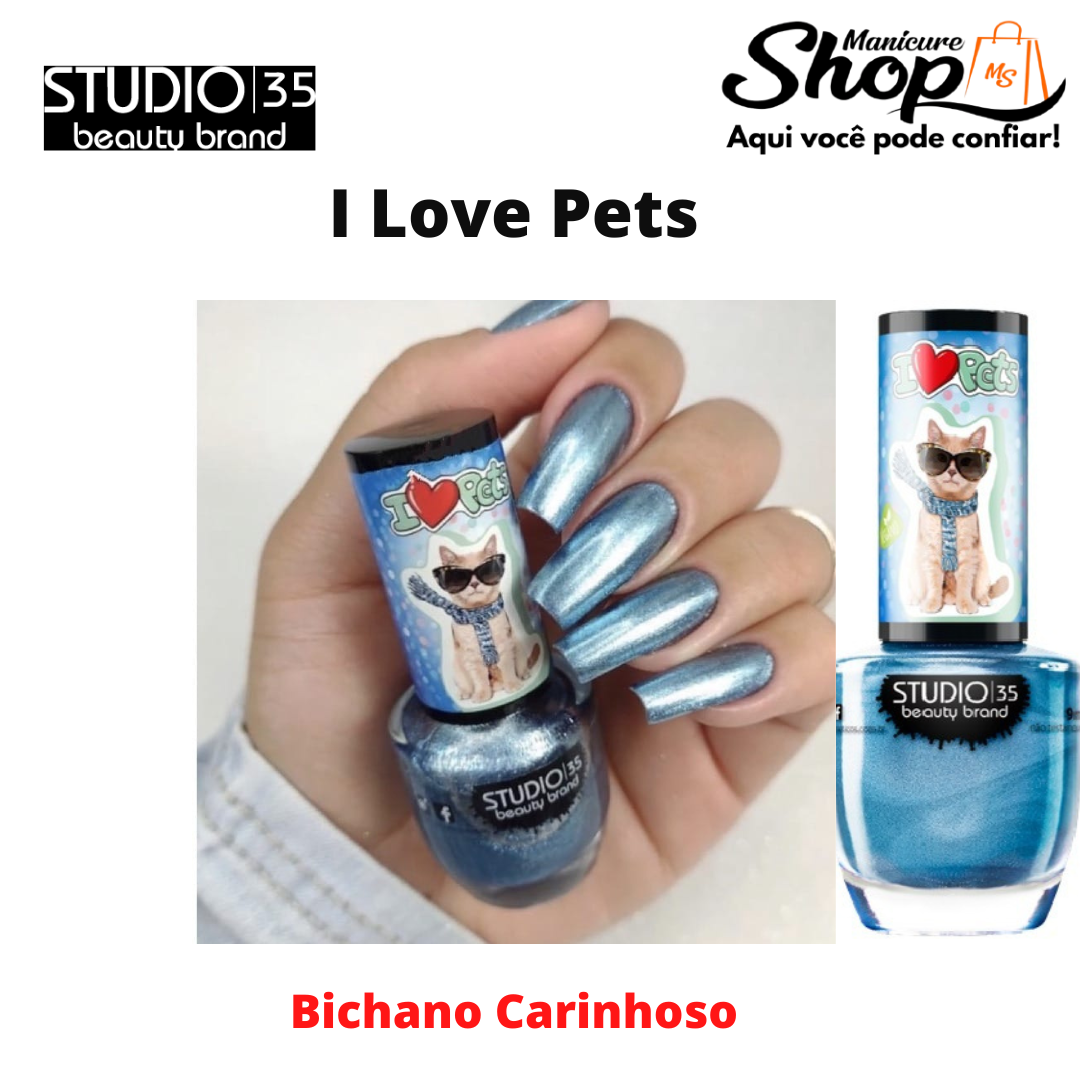 Esmalte Glitter – Bichano Carinhoso – 9ml – I Love Pets – STUDIO 35