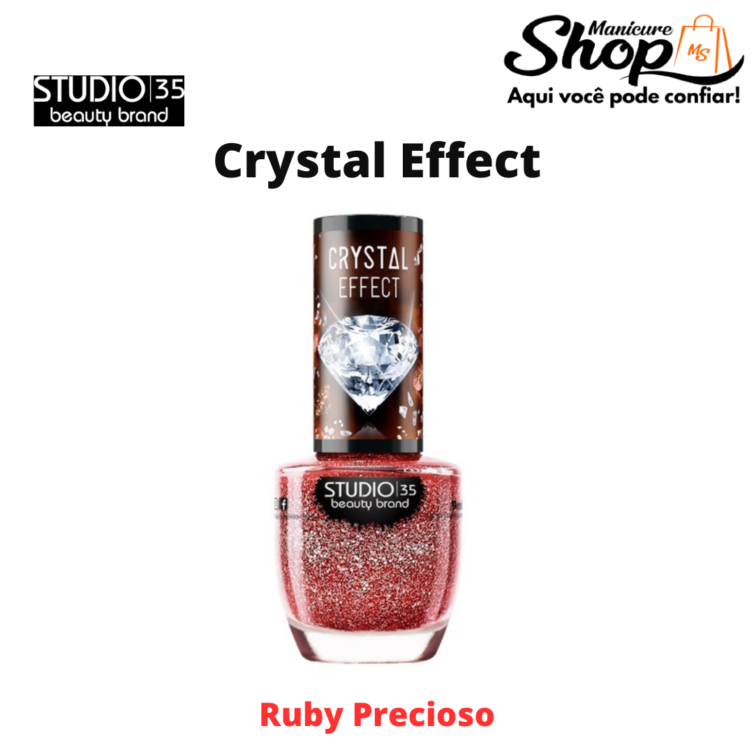 Esmalte Glitter – Rubi Precioso – 9ml – Crystal Effect – STUDIO 35