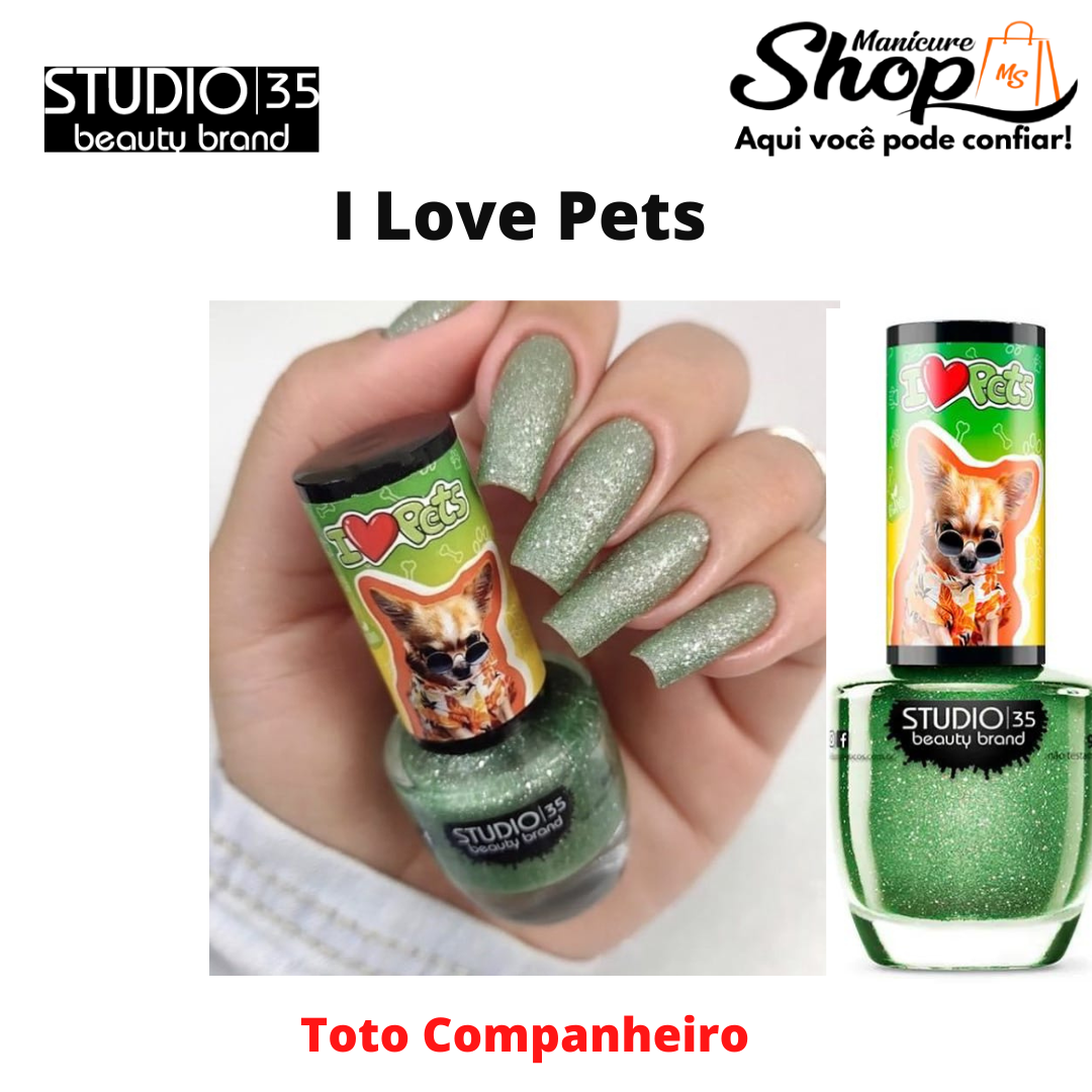 Esmalte Glitter – Toto Companheiro – 9ml – I Love Pets – STUDIO 35