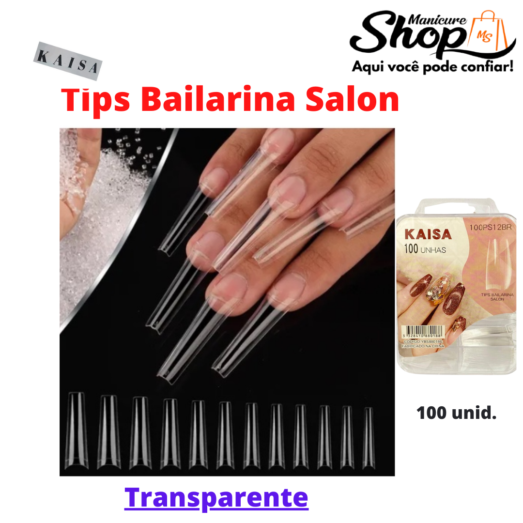 Tips Bailarina Salon – Transparente – 100un – KAISA