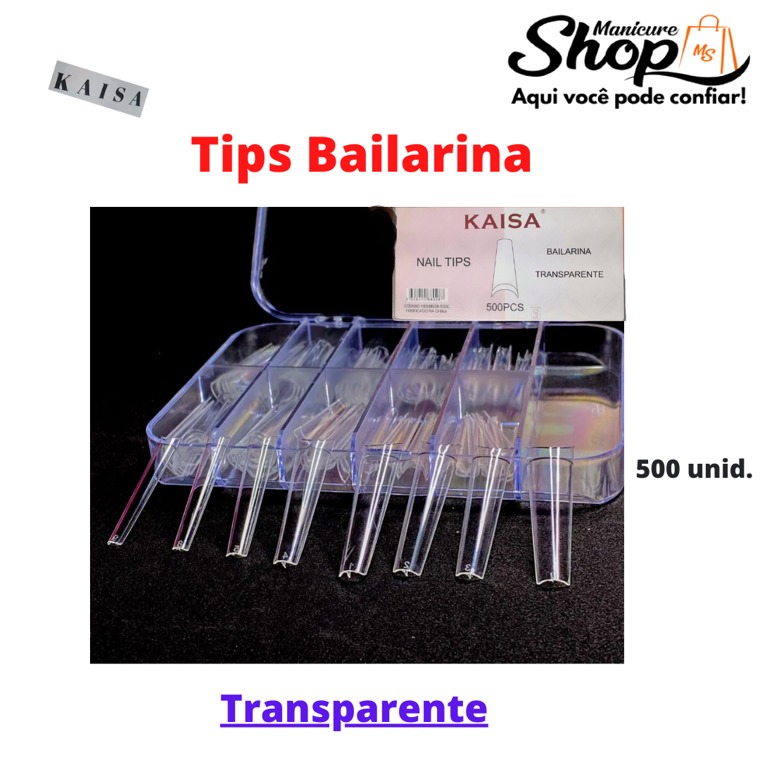 Tips Bailarina – Transparente – 500un – KAISA