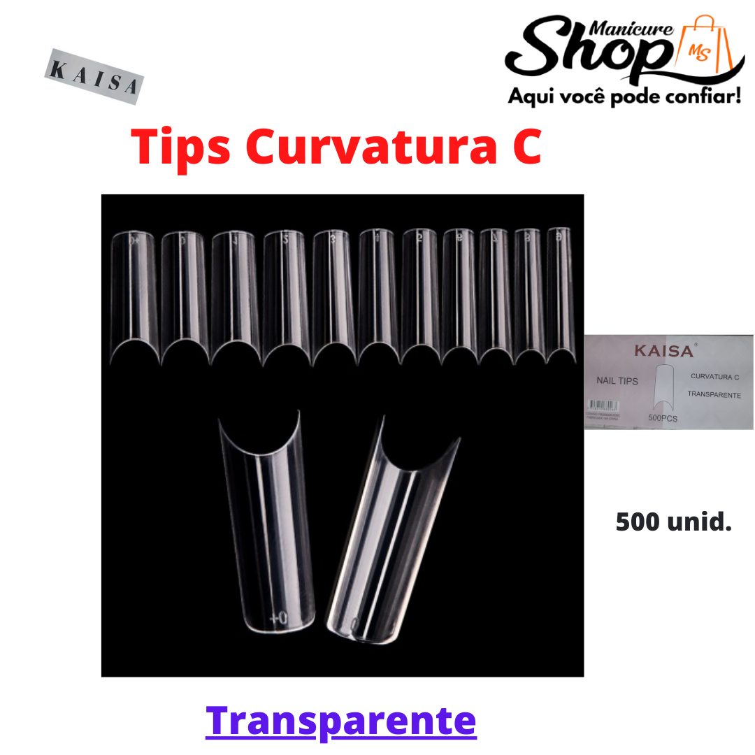 Tips Curvatura C – Transparente – 500un – KAISA