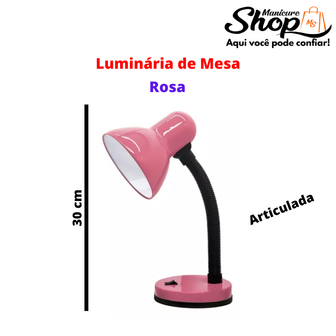 Luminária De Mesa – Rosa 30cm