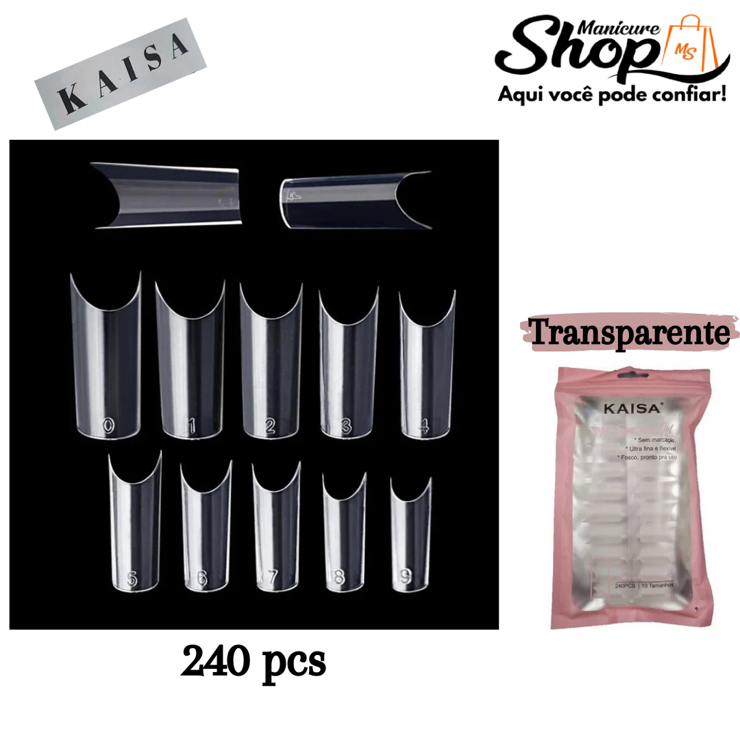 Tips Soft Gel Curvatura C – Transparente – 240 Pcs – KAISA